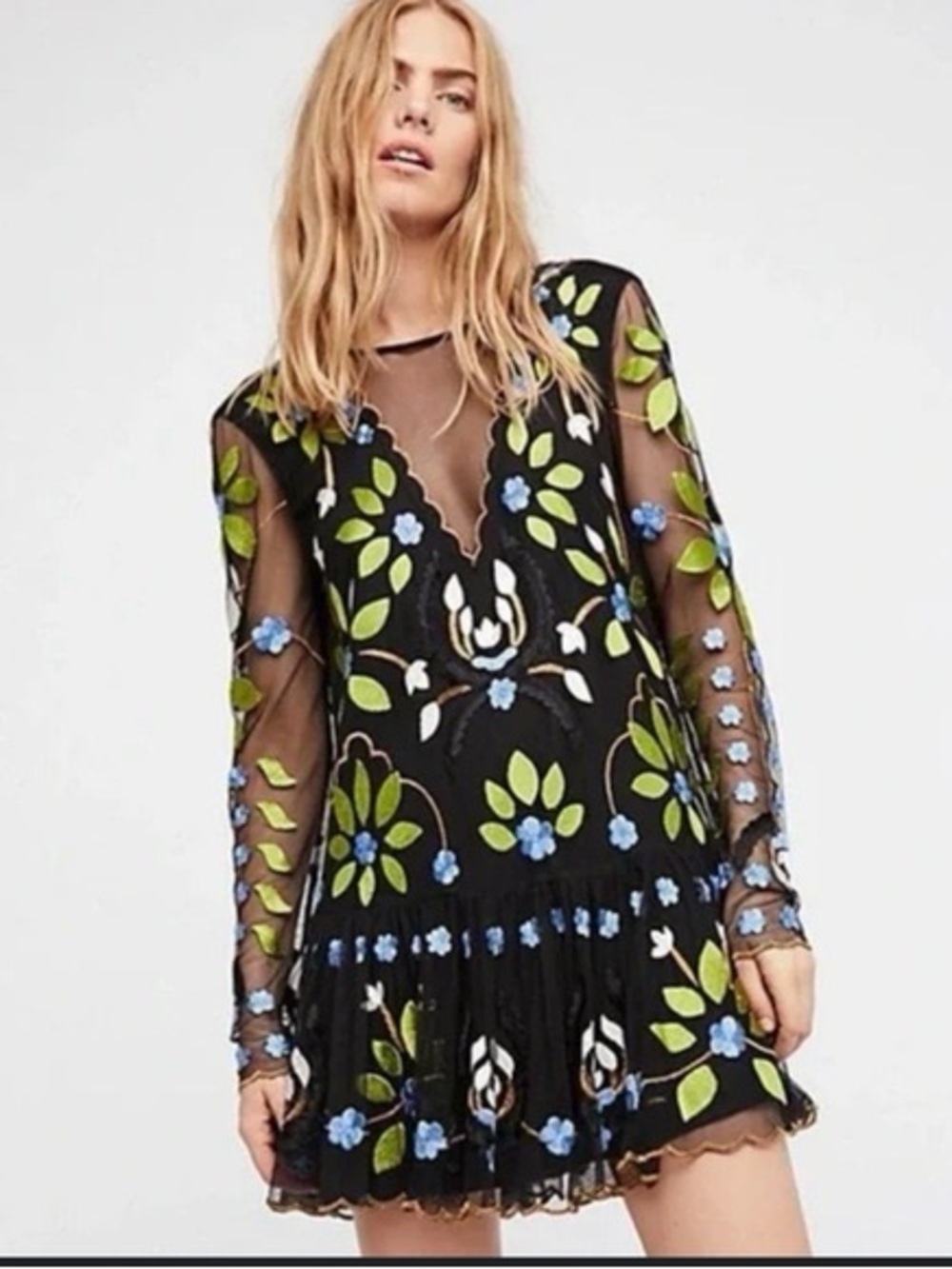 Free People 'Hearts Are Wild" Mini Dress Size Medium